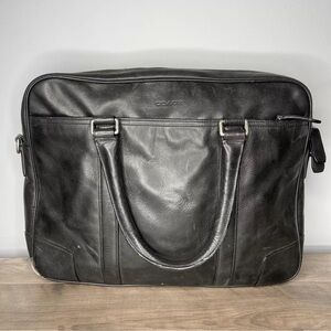Vintage black leather COACH briefcase‎ satchel book bag laptop tote